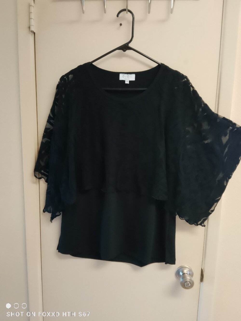Women's Vintage Cover Charge Black Tank Top with Lace Cape Medium